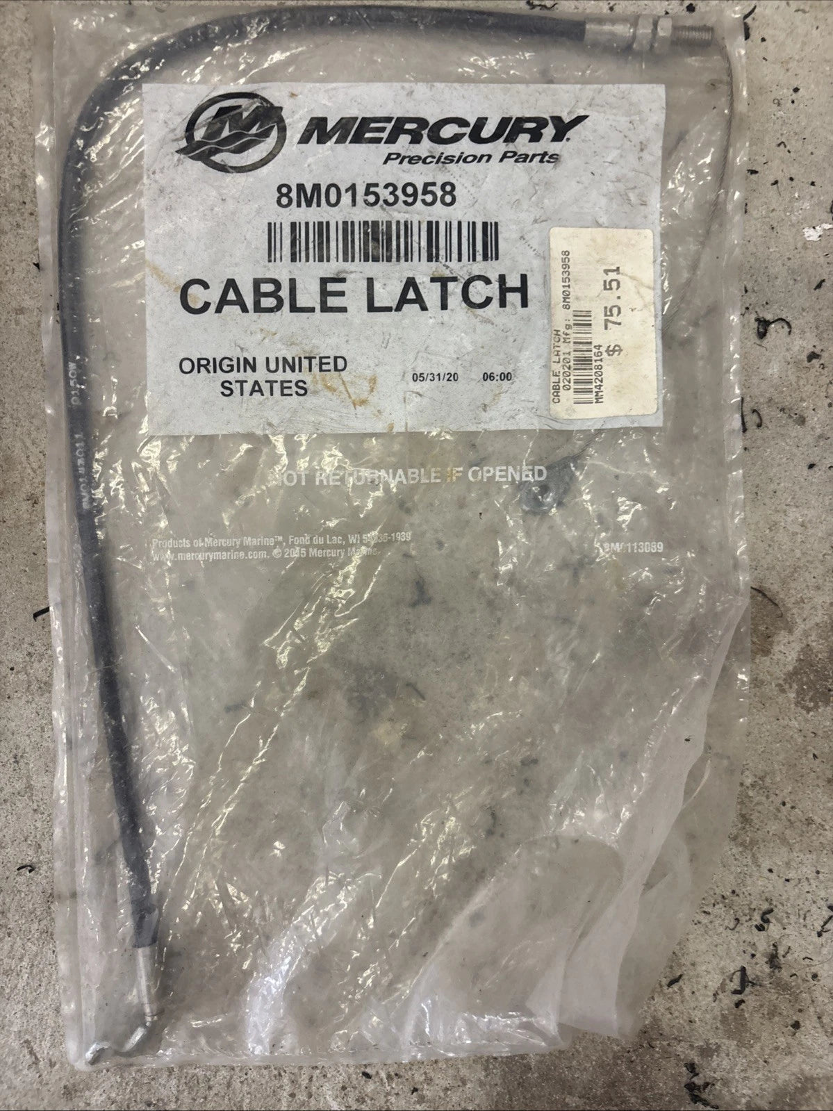 8M0153958 Cable Latch, Rear