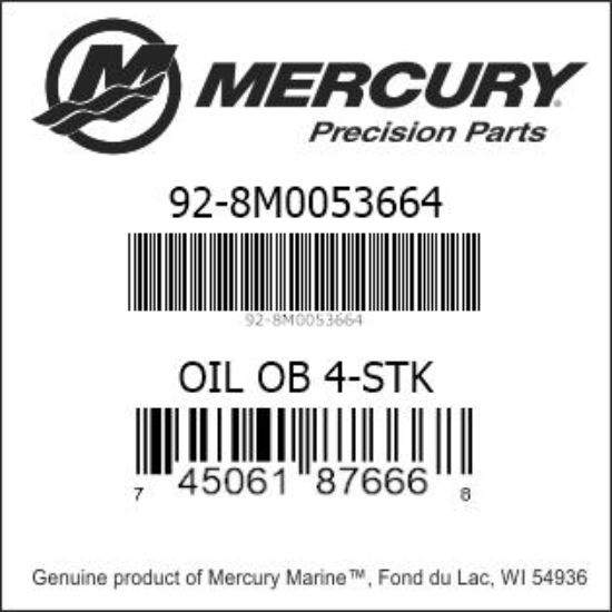 8M0053664 Oil, 25W-50, High-Performance 4-Stroke, 4 Liters