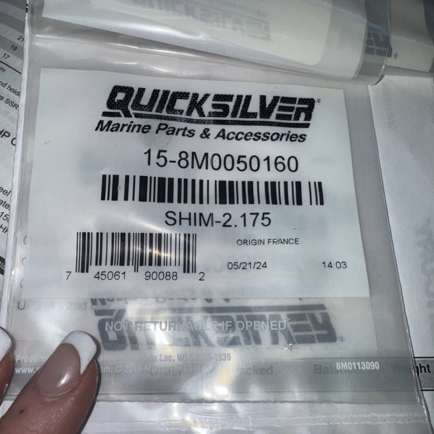 15-8M0050160 Shim, Valve, 2.172