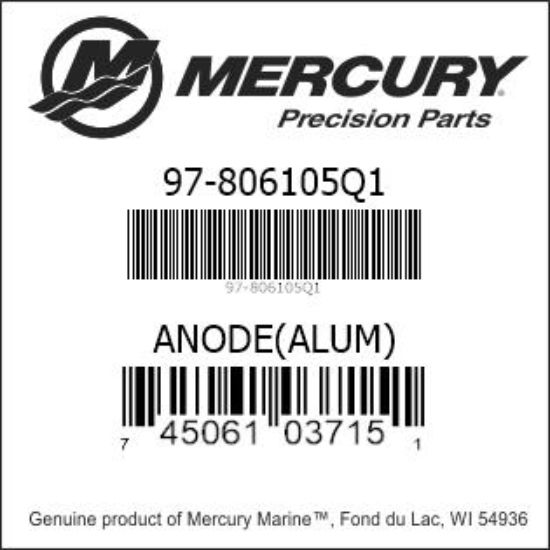 806105Q1 Aluminum Anode Kit, Bearing Carrier, Alpha One Gen II/Vazer Drvies,