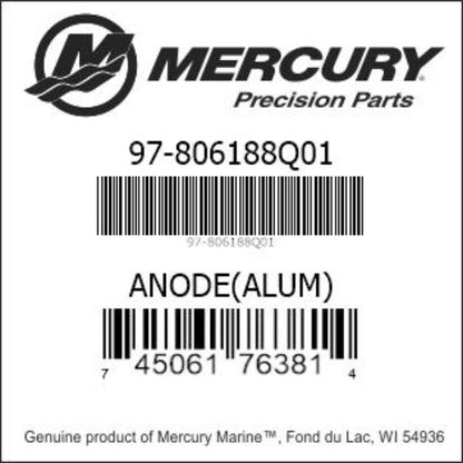 806188Q01 Aluminum Anode, Bearing Carrier