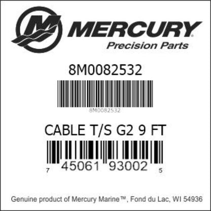 8M0082532 Throttle/Shift Cable, 9 Ft., Platinum Plus Gen II