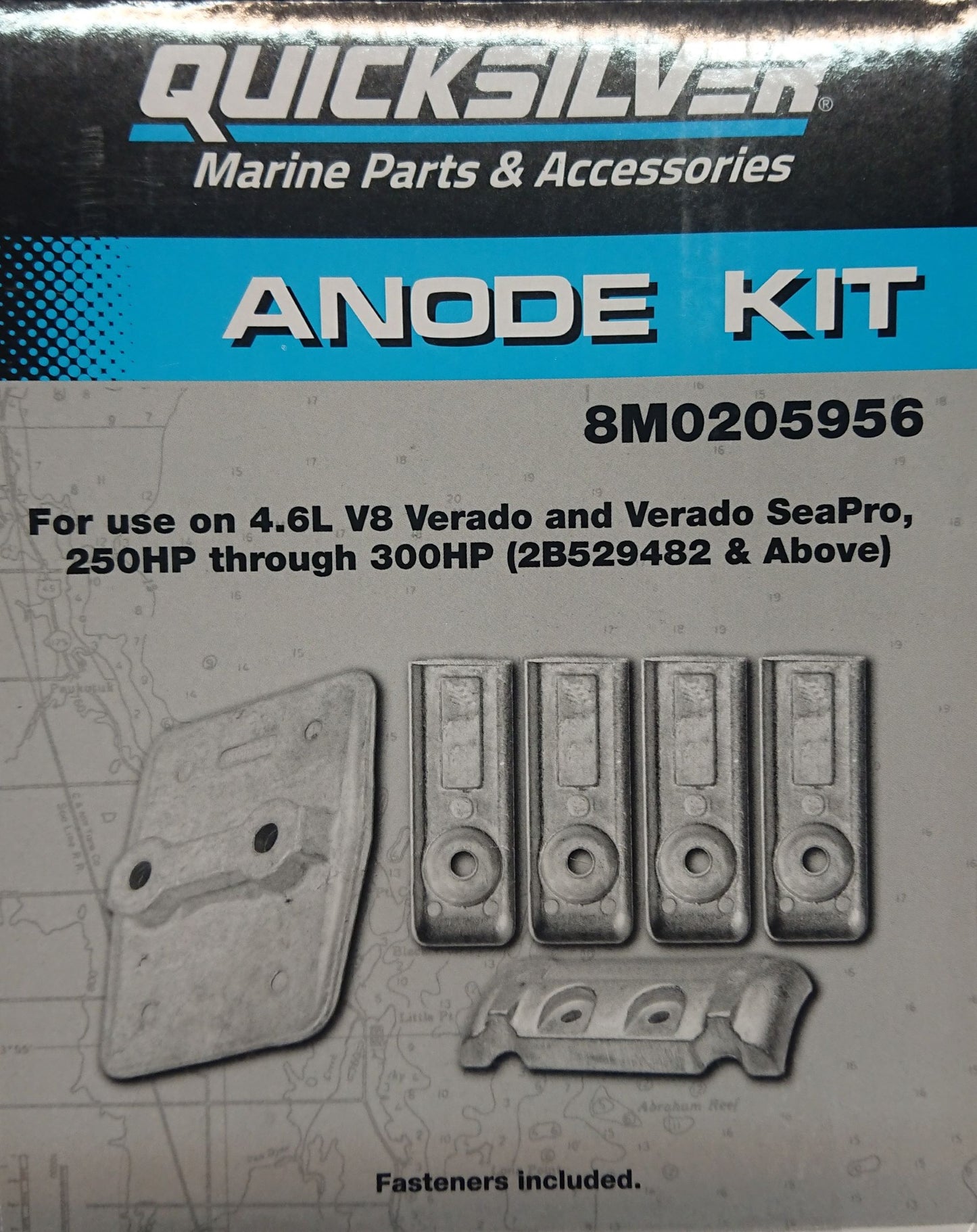 8M0205956 Quicksilver Aluminum Anode Kit for Mercury 4.6L V8 250-300hp Outboards