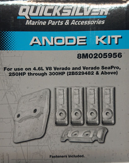 8M0205956 Quicksilver Aluminum Anode Kit for Mercury 4.6L V8 250-300hp Outboards