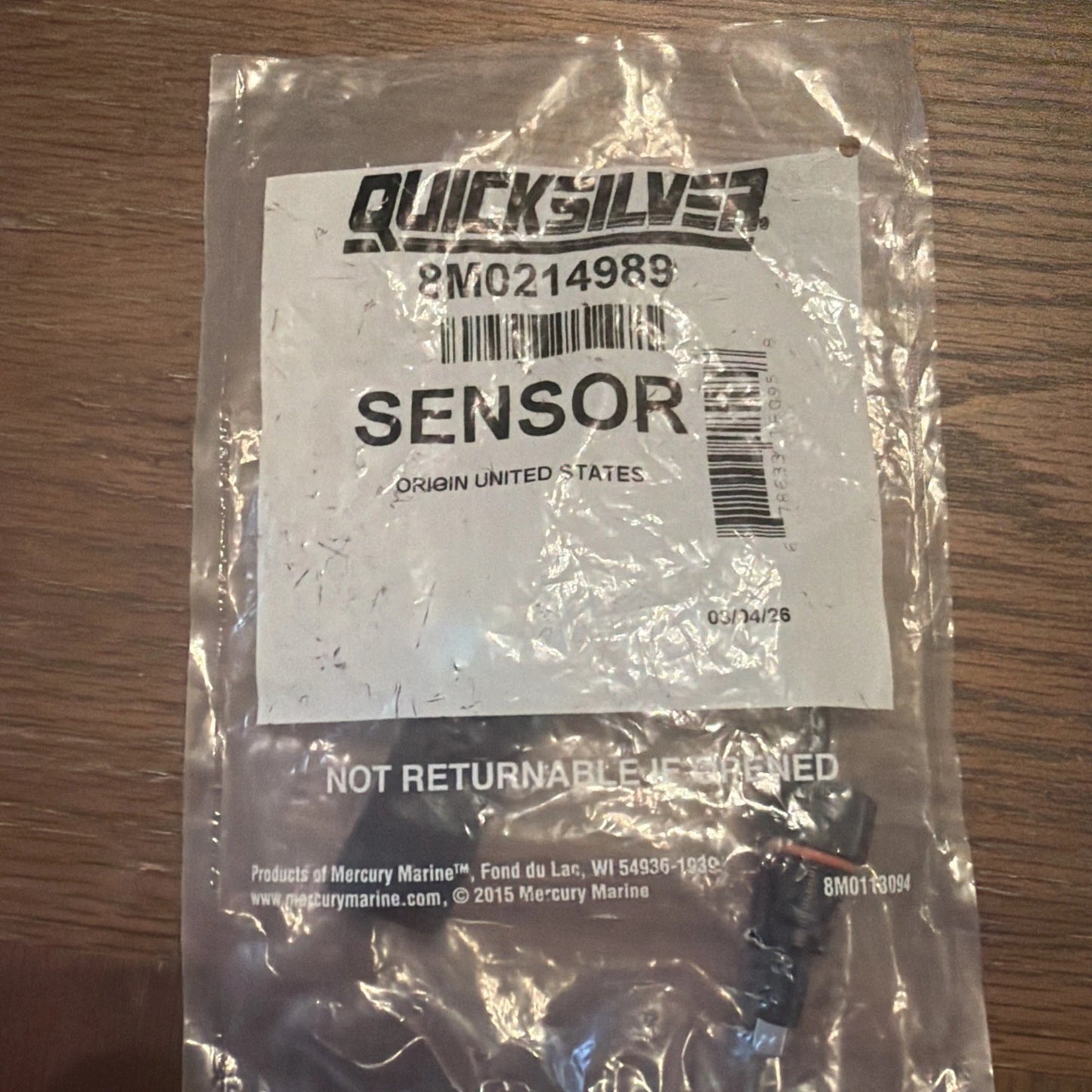 8M0214989 Water in Fuel Sensor for Select Mercury 75-400hp Outboards