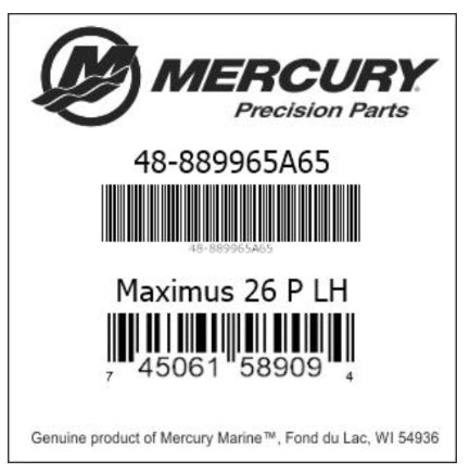 889965A55 is Superseded to 889965A65 Mercury-Mercruiser Maximus 26 P LH