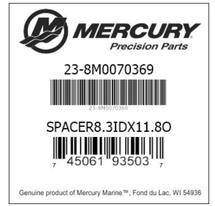 8M0070369 Spacer, 8.3 mm ID X 11.8 mm OD X 57.6 mm