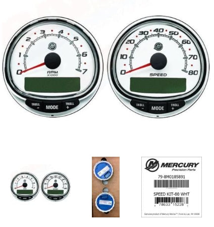 8M0185891 Speedometer Kit, 80 mph, Single Engine, White
