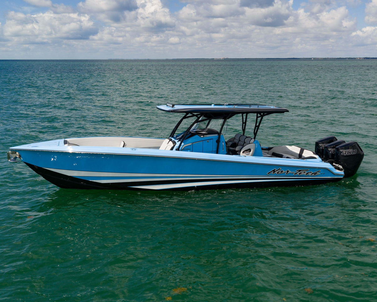 Nor-Tech 340 Sport center console with quad Mercury Racing outboards