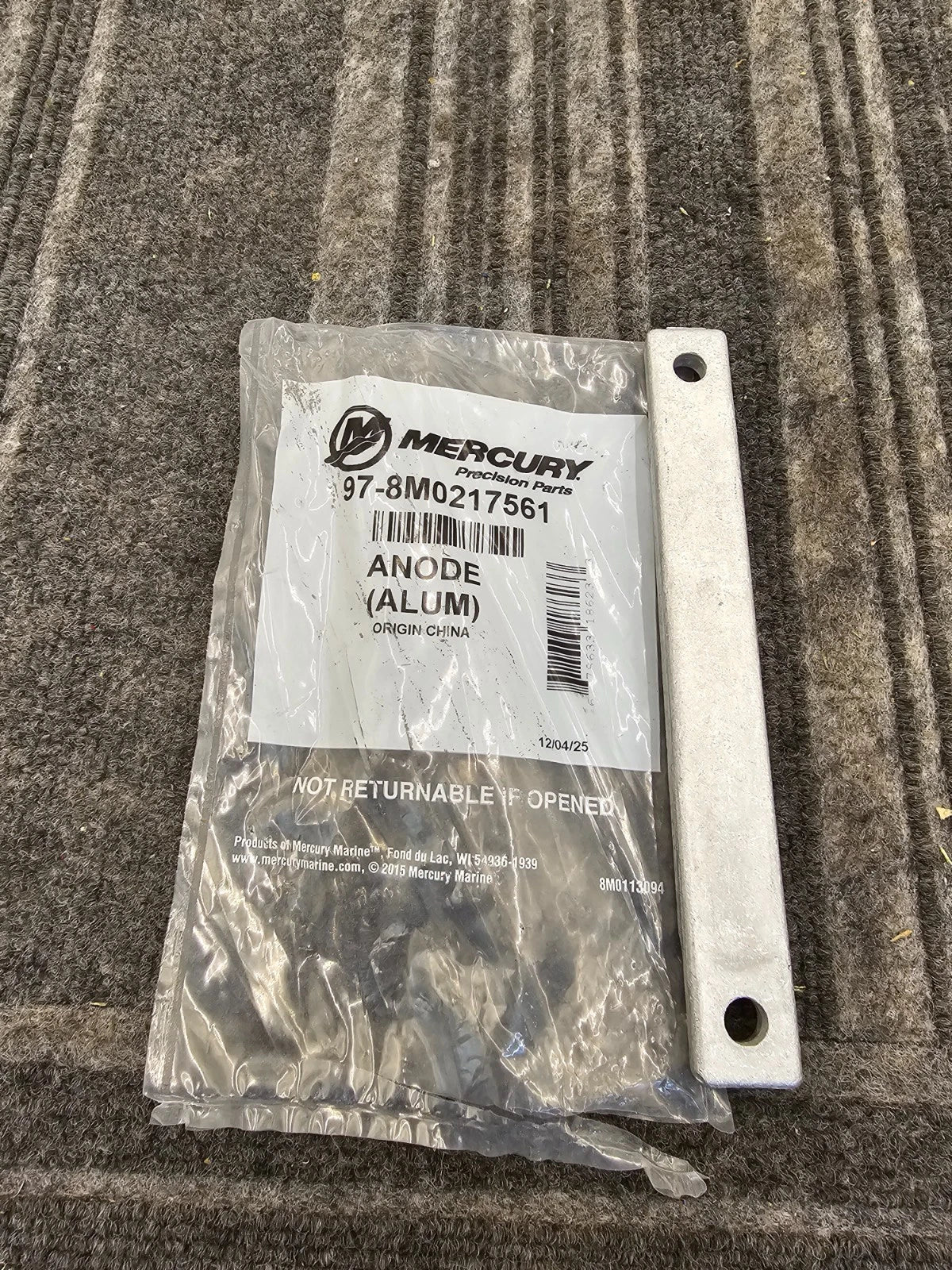 8M0012083 / 8M0217561 Aluminum Anode for Mercury L6 and V10 350-425hp Verado and Mercury Racing V8 450R and 500R Outboards